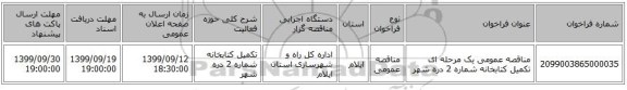 مناقصه عمومی یک مرحله ای تکمیل کتابخانه شماره 2 دره شهر