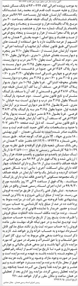 مزایده،مزایده ششدا نگ یک دستگاه آپارتمان 96.94 متر
