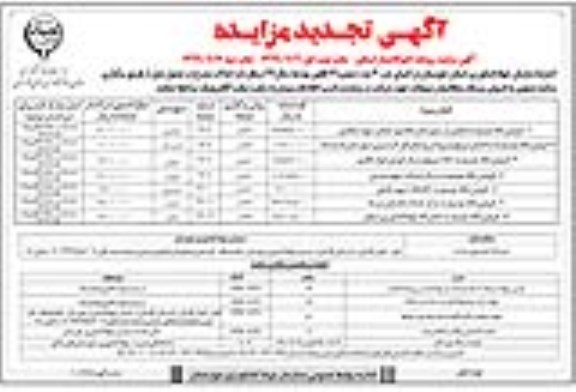 مزایده،مزایده تجدید فروش املاک نوبت اول 