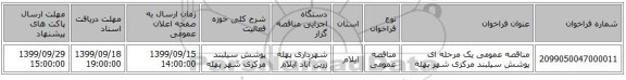 مناقصه عمومی یک مرحله ای پوشش سیلبند مرکزی شهر پهله