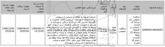 مناقصه عمومی یک مرحله ای قرارداد خدماتی و کارهای متفرقه 12 ماهه (قرارداد حجم کار معین)