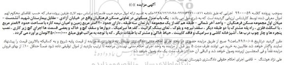 مزایده،مزایده فروش یک باب منزل مسکونی