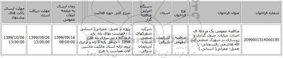 مناقصه عمومی یک مرحله ای احداث خیابان، جدول گذاری و زیرسازی در شهرک صنعتی آیت الله هاشمی رفسنجانی- با تعدیل- عمرانی( استانی )
