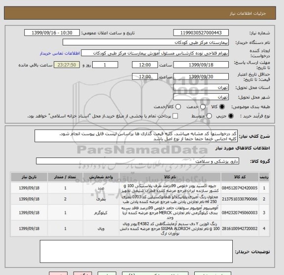 استعلام کد درخواستها کد مشابه میباشد. کلیه قیمت گذاری ها براساس لیست فایل پیوست انجام شود.
کلیه اجناس حتما حتما حتما از نوع اصل باشد