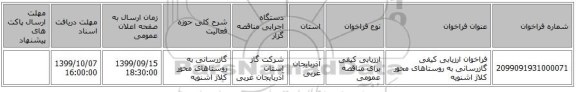 فراخوان ارزیابی کیفی گازرسانی به روستاهای محور کلاژ اشنویه