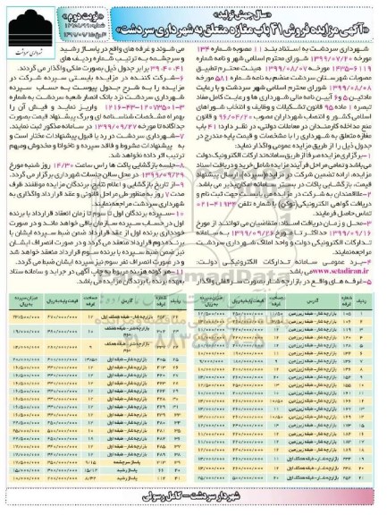 مزایده،مزایده 41 باب مغازه نوبت دوم