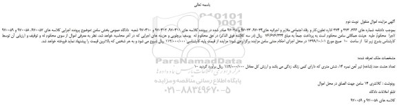 مزایده،مزایده فروش تعداد هشت عدد (شاخه) تیر آهن نمره 14، شش متری -نوبت دوم