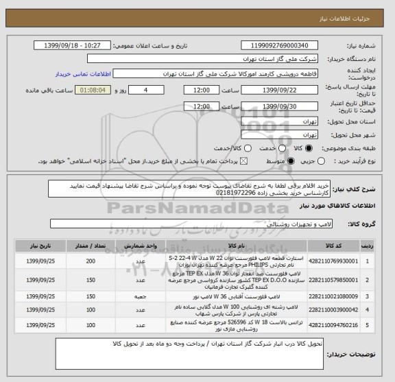 استعلام خرید اقلام برقی لطفا به شرح تقاضای پیوست توجه نموده و براساس شرح تقاضا پیشنهاد قیمت نمایید کارشناس خرید بخشی زاده 02181972296