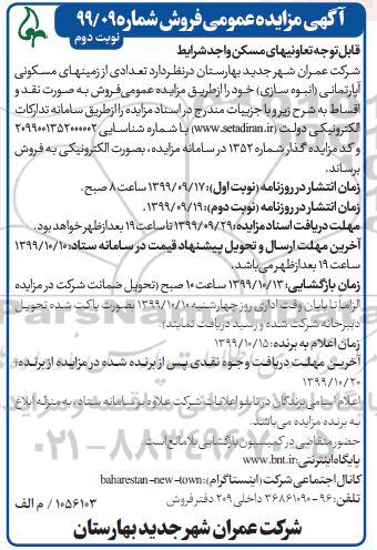 مزایده ،مزایده فروش تعدادی از زمینهای مسکونی آپارتمان نوبت دوم