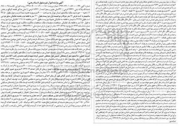 مزایده ،مزایده ششدانگ پلاک ثبتی 17631 فرعی از 42 اصلی