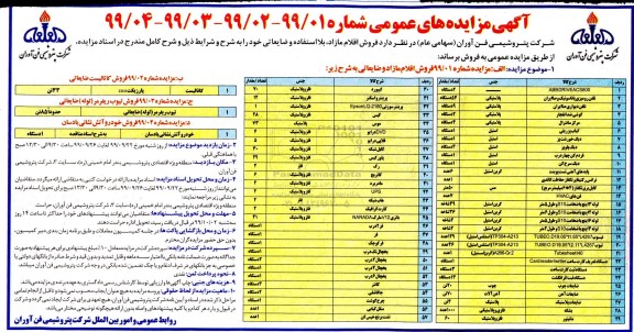 آگهی مزایده , مزایده  فروش اقلام مازاد، بلااستفاده و ضایعاتی 