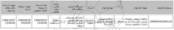 مناقصه عمومی همزمان با ارزیابی (فشرده) یک مرحله ای احداث دارالفنون زبرخان