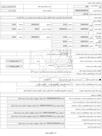 اجاره (محل ملک تالارپذیرایی ریحانه ) واقع در بلوار سرباز کوچه شهید ایرانمنش جنب پارک گلستان