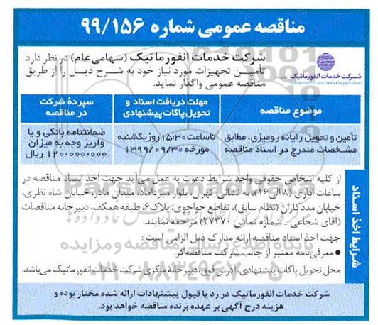 مناقصه عمومی, مناقصه تامین و تحویل رایانه رومیزی