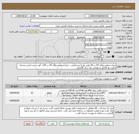 استعلام چراغ سقفی روکار 30 در 30 تولید نور یا برند ایرانی - چراغ سقفی روکار 30 در 120  آلور یا برند ایرانی مشابه ترکیب نور آفتابی و مهتابی یک سال گارانتی