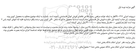 مزایده 40تن کیوی 