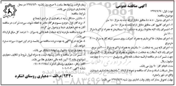 مناقصه  اجرای یک لایه مخلوط ریزی