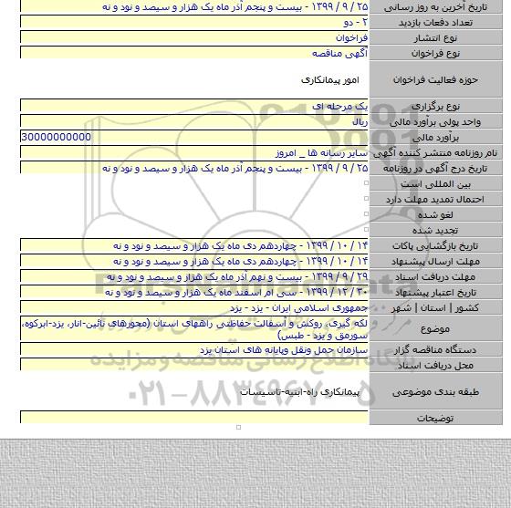 لکه گیری، روکش و آسفالت حفاظتی راههای استان (محورهای نائین-انار، یزد-ابرکوه، سورمق و یزد - طبس)