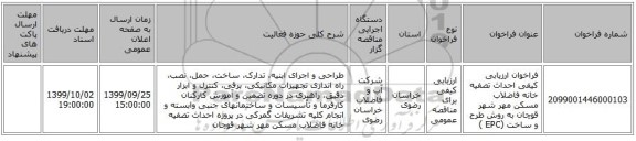 فراخوان ارزیابی کیفی احداث تصفیه خانه فاضلاب مسکن مهر شهر قوچان به روش طرح و ساخت (EPC ) 