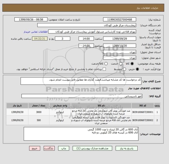 استعلام کد درخواست ها کد مشابه میباشد.قیمت گذاری ها مطابق فایل پیوست انجام شود.