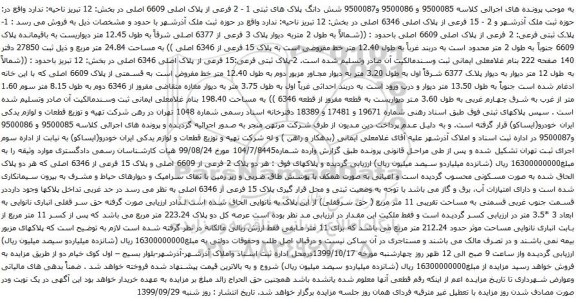 آگهی مزایده شش دانگ پلاک های ثبتی 1 - 2 فرعی از پلاک اصلی 6609 اصلی