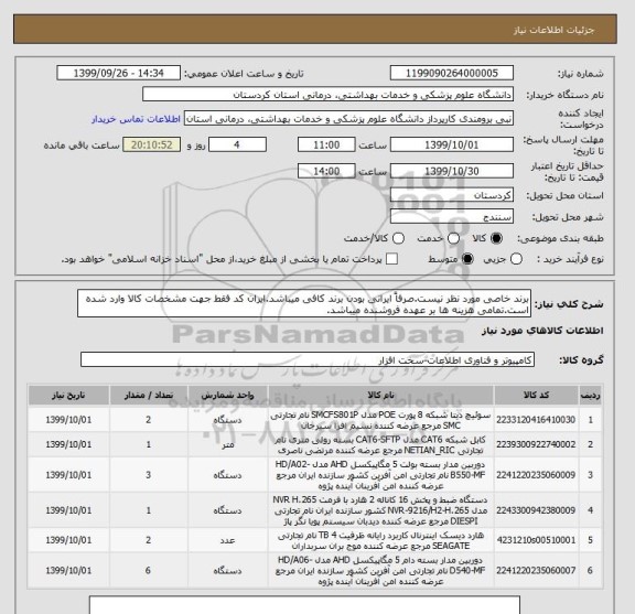 استعلام برند خاصی مورد نظر نیست.صرفاً ایرانی بودن برند کافی میباشد.ایران کد فقط جهت مشخصات کالا وارد شده است.تمامی هزینه ها بر عهده فروشنده میباشد.