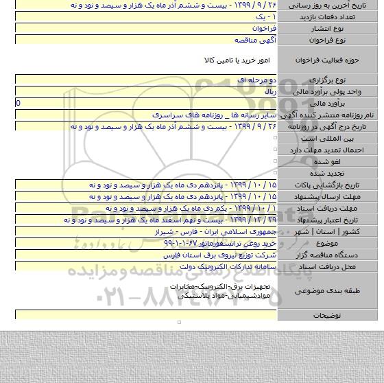خرید روغن ترانسفورماتور ۶۷-۱-۱-۹۹