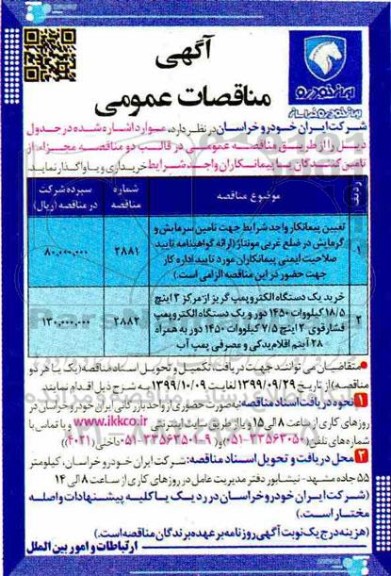 مناقصات مناقصات تعیین پیمانکار واجد شرایط جهت تامین سرمایش و گرمایش ....