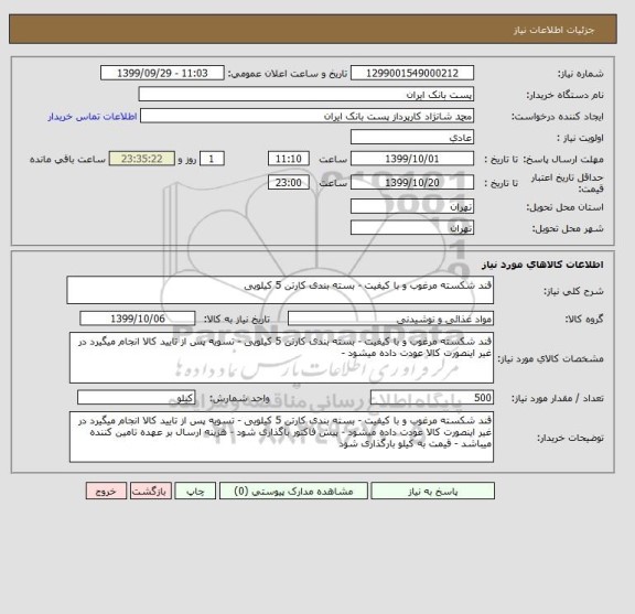استعلام قند شکسته مرغوب و با کیفیت - بسته بندی کارتن 5 کیلویی 