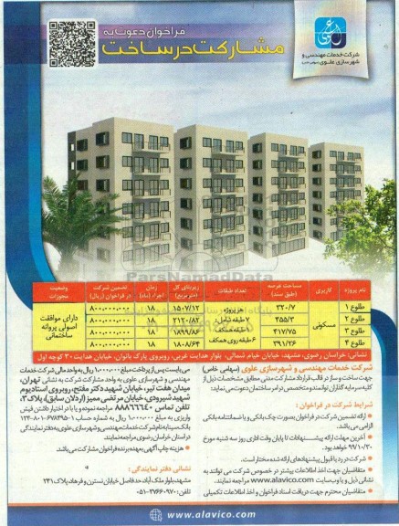 مناقصه ،فراخوان دعوت به مشارکت در ساخت با کاربری مسکونی 
