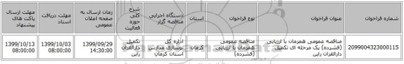 مناقصه عمومی همزمان با ارزیابی (فشرده) یک مرحله ای تکمیل دارالقران راین