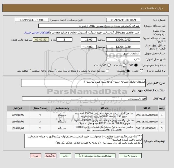 استعلام مشعل-ایرانکد مشابه است (درخواست طبق پیوست )