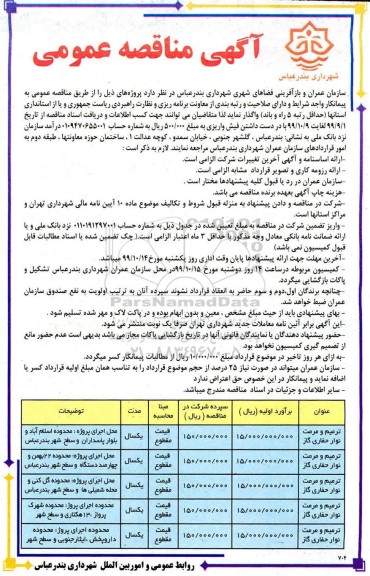 مناقصه عمومی, مناقصه  ترمیم و مرمت نوار حفاری گاز 	