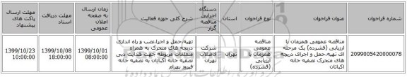 مناقصه عمومی همزمان با ارزیابی (فشرده) یک مرحله ای تهیه،حمل و اجرای دریچه های متحرک تصفیه خانه اکباتان 