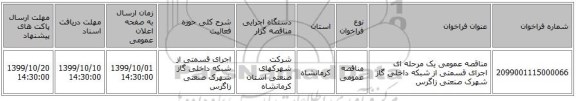 مناقصه عمومی یک مرحله ای اجرای قسمتی از شبکه داخلی گاز شهرک صنعتی زاگرس