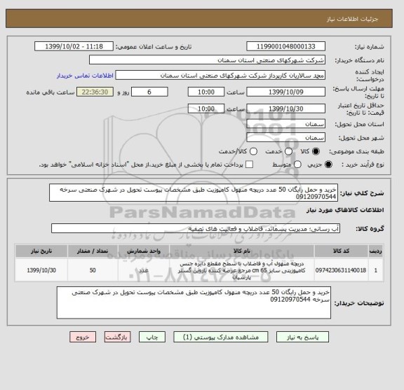 استعلام خرید و حمل رایگان 50 عدد دریچه منهول کامپوزیت طبق مشخصات پیوست تحویل در شهرک صنعتی سرخه 09120970544