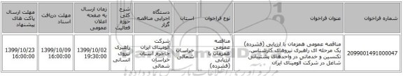 مناقصه عمومی همزمان با ارزیابی (فشرده) یک مرحله ای راهبری نیروهای کارشناس، تکنسین و خدماتی در واحدهای پشتیبانی شاغل در شرکت آلومینای ایران