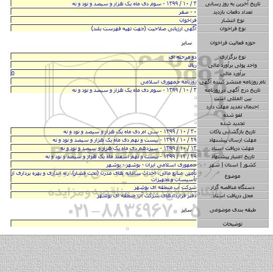 تأمین منابع مالی، احداث سامانه های مدرن (تحت فشار)، راه اندازی و بهره برداری از تأسیسات و تجهیزات