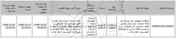 مناقصه عمومی یک مرحله ای ارائه خدمات جداسازی کراش کاور، خردایش آند مصرفی، جدایش غلاف چدنی و تمیزکاری کروسیبل حمل مذاب