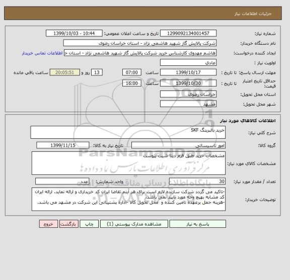 استعلام خرید بالبرینگ SKF