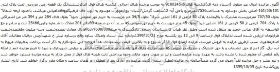 آگهی مزایده ششدانگ یک قطعه زمین مزروعی تحت پلاک ثبتی 161/50/101-اصلی