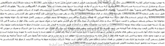 آگهی مزایده شش دانگ یک باب/قطعه پلاک یکصدوشصت فرعی از هفت اصلی بخش ده به شماره چاپی 811361