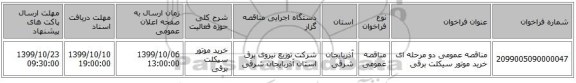 مناقصه عمومی دو مرحله ای خرید موتور سیکلت برقی