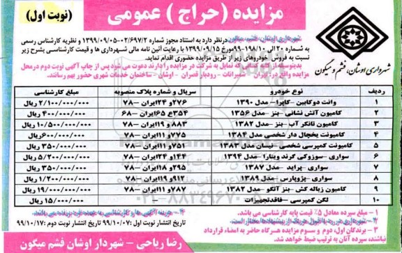 مزایده, مزایده فروش خودرو