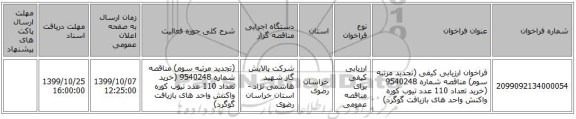 فراخوان ارزیابی کیفی (تجدید مرتبه سوم) مناقصه شماره 9540248 (خرید تعداد 110 عدد تیوب کوره واکنش واحد های بازیافت گوگرد)