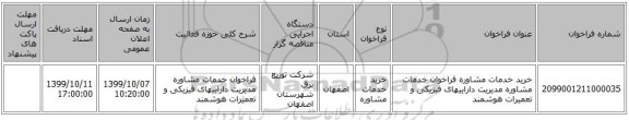 خرید خدمات مشاوره فراخوان خدمات مشاوره مدیریت داراییهای فیزیکی و تعمیرات هوشمند
