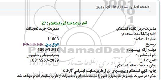 استعلام انواع پیچ  
