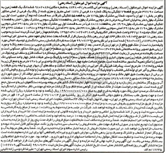 مزایده مزایده ششدانگ یک قطعه زمین 377.90 مترمربع 