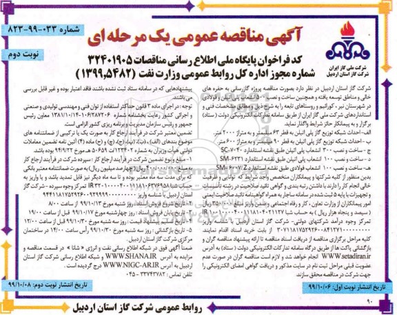 مناقصه، مناقصه پروژه گازرسانی به حفره های خالی و مناطق ...نوبت دوم 