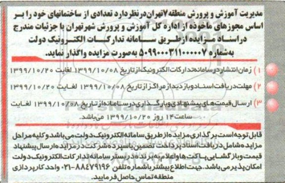 مزایده واگذاری تعدادی از ساختمانهای خود